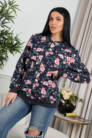 Женская толстовка Бомбер 750 / синий/шиповник