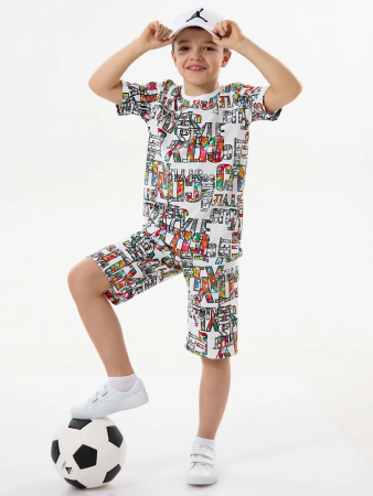 Детская пижама с шортами "Сорванец" / Город на белом