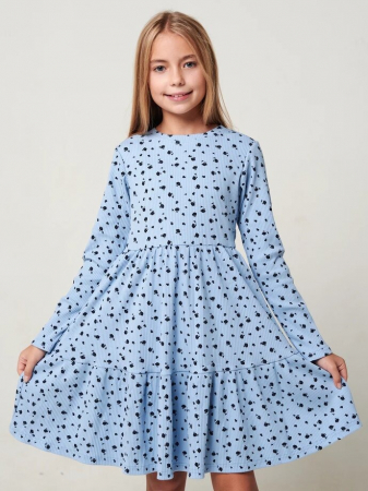 Детское платье "Барби" длинный рукав / Голубой