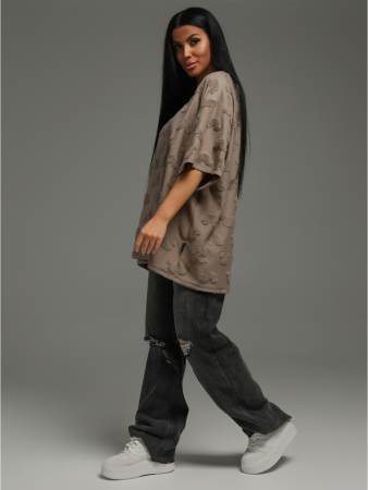 Женская футболка Ирбис / Махра, кофе микки