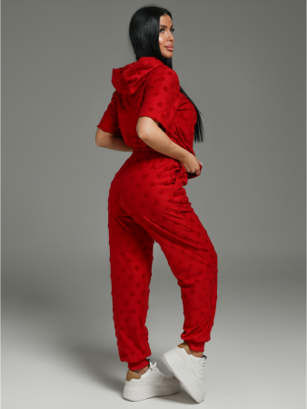 Женский костюм Суфле / Махра, бордо сердечки