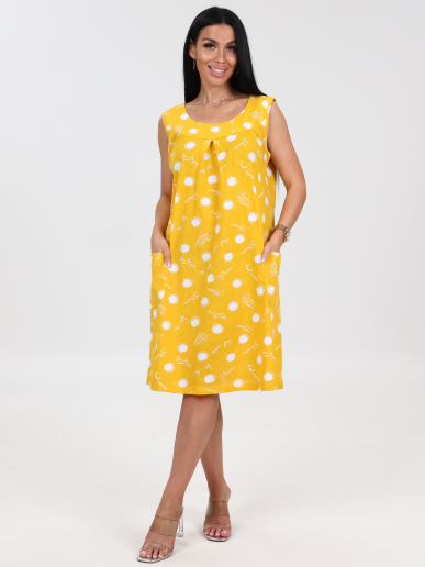 Женский сарафан ВЕРТИКАЛЬ СК-418 / Круги на желтом, надпись