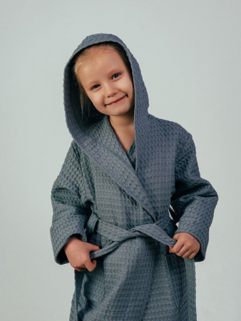 Детский вафельный халат "Комфорт" / серый