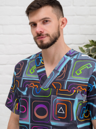 Рубашка медицинская мужская М-286-12357 Поплин