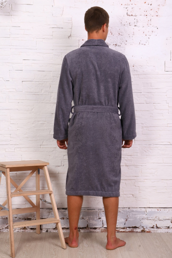 Халат мужской махровый шалька Элит / 910-Серый
