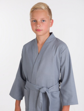 Детский вафельный халат / серый