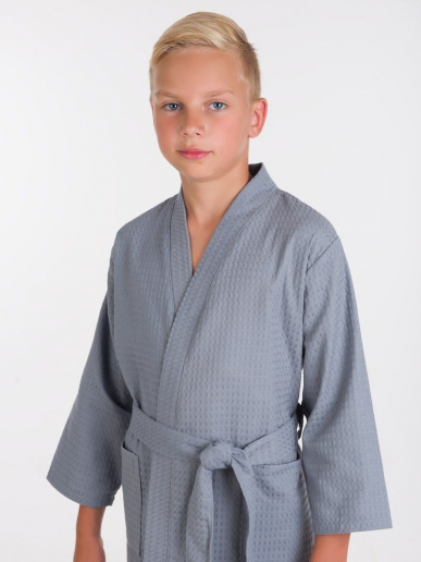 Детский вафельный халат / серый