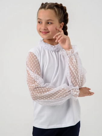 Детская блузка "Кайли" длинный рукав / Белый