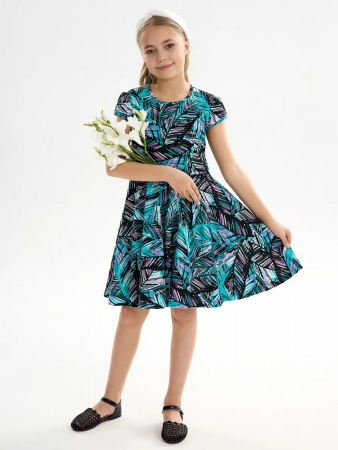 Детское платье "Птичка" / Тропики фиолетовые