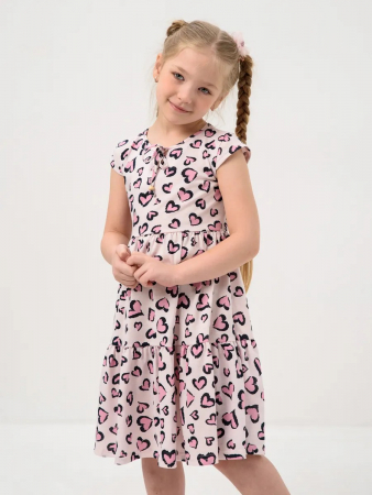 Детское платье "Славянка" / Розовый лео