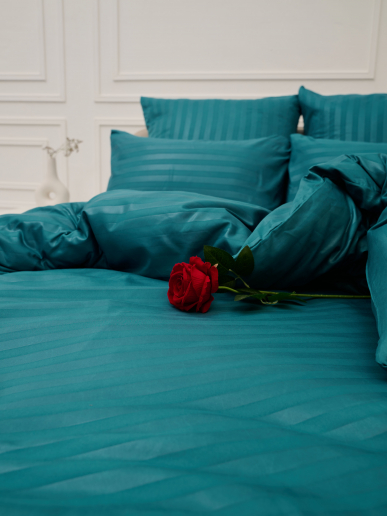 Пододеяльник микрофибра страйп / Морская волна