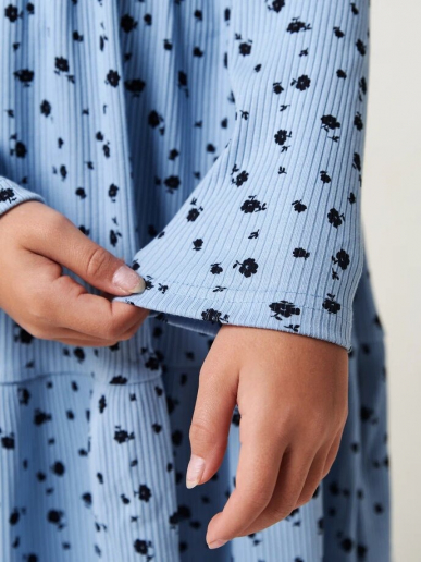 Детское платье "Барби" длинный рукав / Голубой