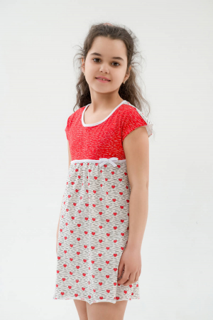 Ночная сорочка детская из кулирки Ярославна / Сердца