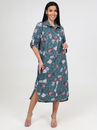 Женская туника МИДИ ТК-25 / Оливковый, газета