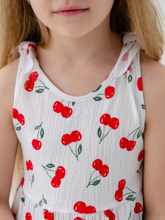Детский сарафан "Романс" / Белый, вишня