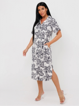 Женский халат Х-105(К) / Белый (цветы)