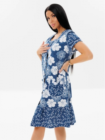 Женский халат Х-48(К) / Индиго (цветы)