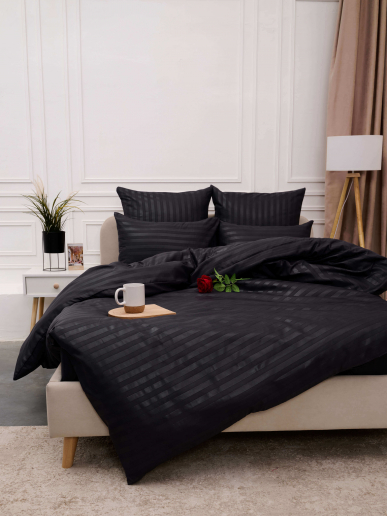 Постельное белье микрофибра-страйп / Графит