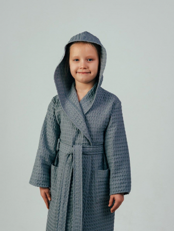 Детский вафельный халат "Комфорт" / серый