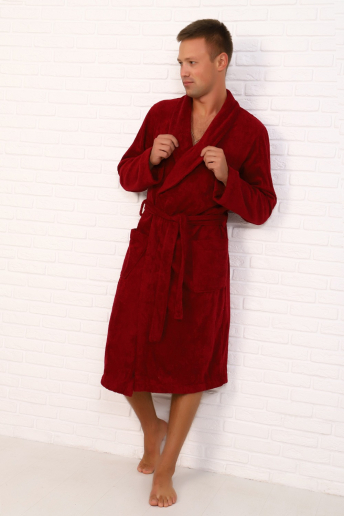 Халат мужской махровый шалька Элит / 945-Бордовый