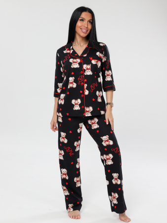 Женский костюм К-132(К) / Черный (медвежата)