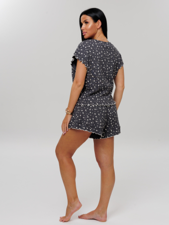 Женская пижама П-109(Л) / Серый (цветы)