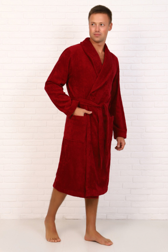 Халат мужской махровый шалька Элит / 945-Бордовый
