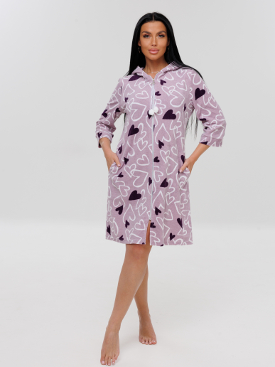 Женский халат Х-77(М) / Розовый (сердечки)
