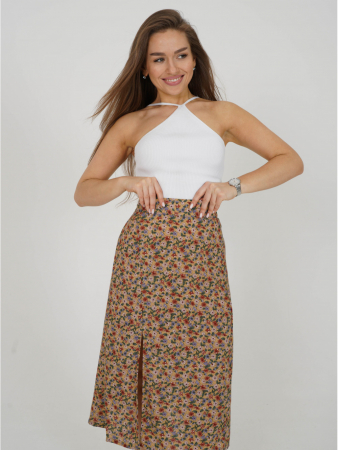 Женская юбка Хельга / Цветы бежевый