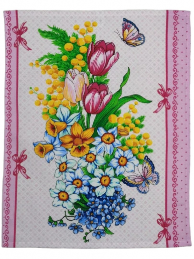 Полотенце кухонное вафельное купон / 8 Марта (в ассортименте)