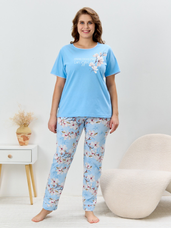 Женская пижама Узор-2 П-502 / голубой