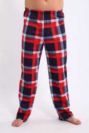 Брюки (макси) домашние мужские из кулирки / Красная клетка