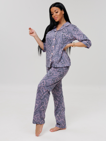 Женский костюм К-132(К) / Серый (сердечки)