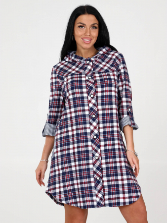 Женская туника с капюшоном ТК-342 / Сине-красная рябь