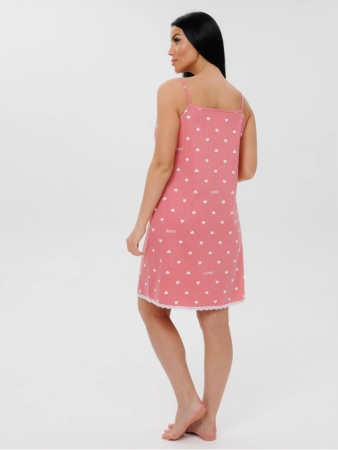 Женская сорочка Сор-96(К) / Коралловый (сердечки)