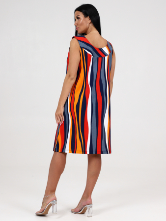 Женский сарафан ВЕРТИКАЛЬ СК-418 / Полоса, волна красная