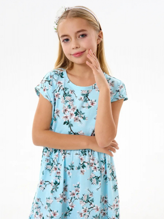 Детское платье "Ласточка" / Цветущий сад на голубом