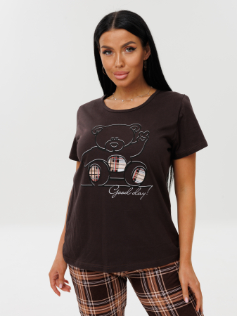 Женская пижама П-33(К) / Коричневый (коричневая клетка)