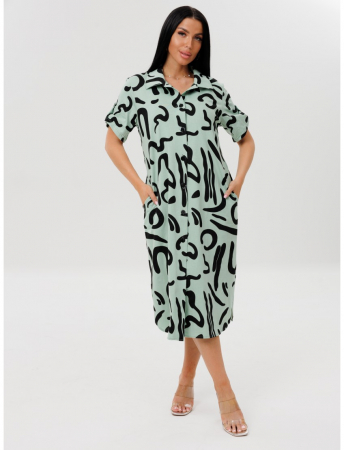 Женский халат Х-105(К) / Фисташковый (черный узор)