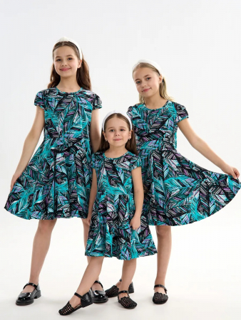 Детское платье "Птичка" / Тропики фиолетовые