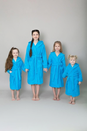 Детский махровый халат с капюшоном / голубой
