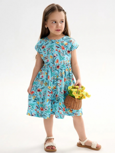 Детское платье "Ласточка" / Ирисы на голубом
