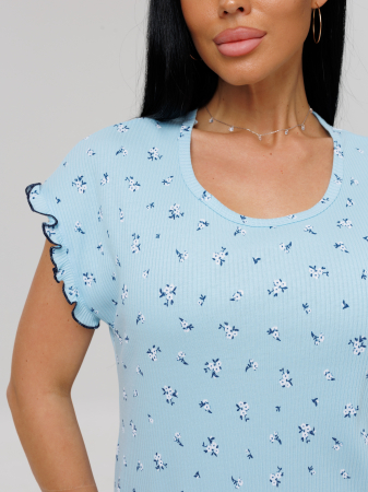 Женская сорочка Сор-107(Каш) / Голубой (цветы)