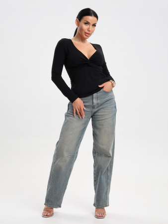 Женский лонгслив мод.2045/1 / Черный