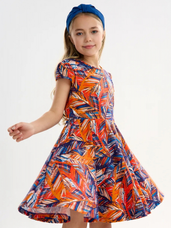 Детское платье "Птичка" / Тропики оранжевые