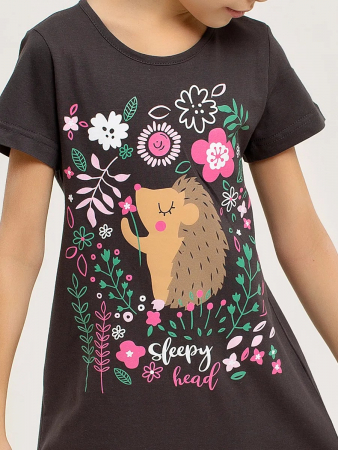 Детская сорочка "Ёжик" / Темно-серый арт. дк311с