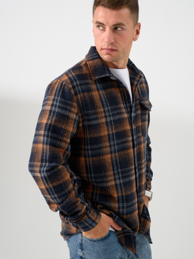 Мужская сорочка верхняя "Скандинавия" 2381-Ф / Сине-оранжевый