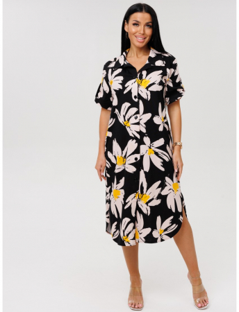 Женский халат Х-105(К) / Черный (цветы)