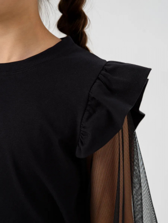 Детская блузка "Яра" длинный рукав / Черный