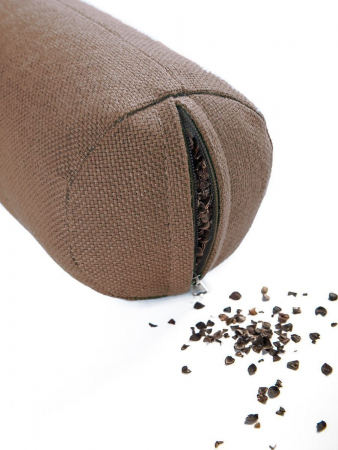 Валик ортопедический массажный для спины и поясницы с лузгой гречихи / коричневый